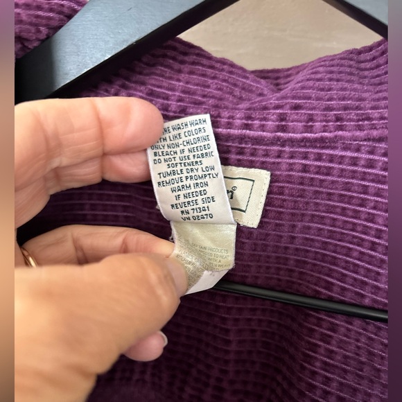 VTG L.L. Bean Women's O QT22 100% Cotton Wide Whale Purple Corduroy Shirt, L-Reg - Picture 4 of 14